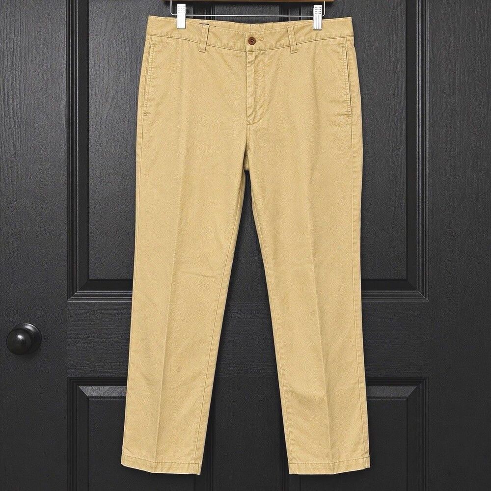 LINCS Men’s 33 Beige Chino Pants Slim Tapered Twill Cotton Flat Front Pockets